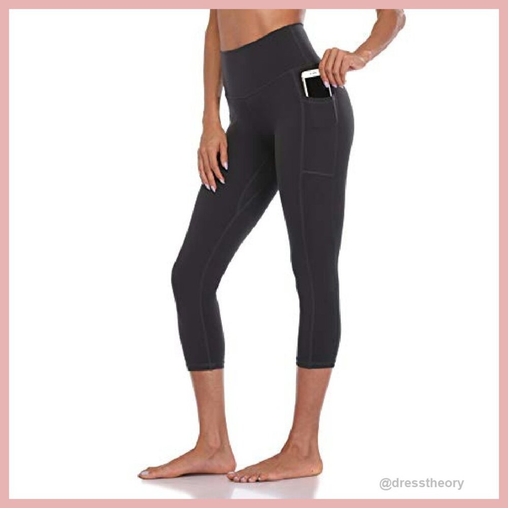 High Waisted Yoga Capris with Pockets, 21" Inseam Leggings - Picture 2 of 6